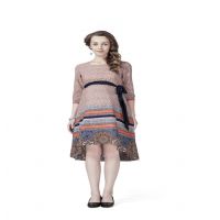 Radiation Safe- Comfortable Round neck Coral Print Hi-Low maternity Dress 