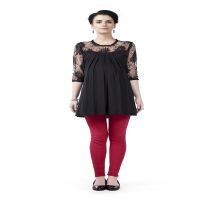 Radiation Safe Stylish Lace Yoke And Sleeve Solid Grey Maternity Tunic