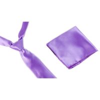 Seasons  Solid Lilac Premium Microfiber Slim Tie With Matching Pocket Square
