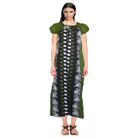 Dark Green Printed Full Length Nighty