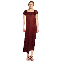 Seasonsway Shinny Maroon Full Length Nighty