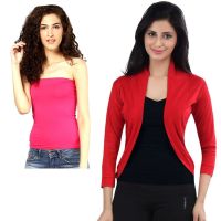 Stylish Red Shrug With Free Tube Top
