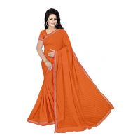 Thadesar Orange leheriya sarees for women rajasthani with border