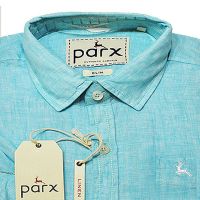 Parx Authentic Casuals Sky Blue Linen Slim Half Sleeves Shirt-Size 39,40