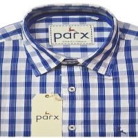 Parx Authentic Casuals White Blue Check Cotton Shirt-Size 42