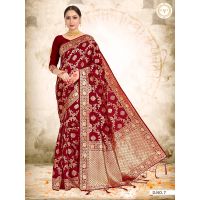 Paneri Red Women Woven Saree