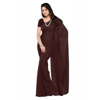 Thadesar Women's Coffee Georgette Saree With Unstitched Blouse Piece 