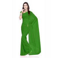 Thadesar Green Women's Georgette Saree With Unstitched Blouse Piece
