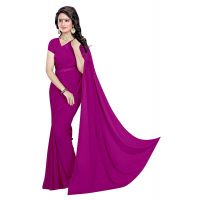 Thadesar Wine Women's Georgette Saree With Unstitched Blouse Piece