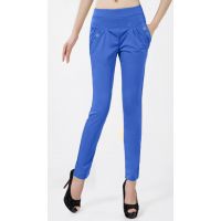 Blue Side Pocket Buttoned Elastic Waist Jegging Size-30,32,34-34