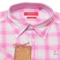 Parx Slim Linen Pink White Check Half Sleeves Shirt-Size 39