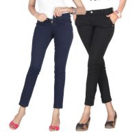 Pack Of 2 Black & Blue Women Jeans