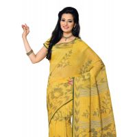 Cotton Bazaar Yellow Cotton Printed Saree