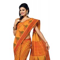 Cotton Bazaar Orange Cotton Printed Saree