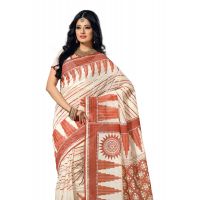 Cotton Bazaar White Printed Saree