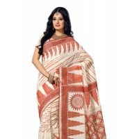 Cotton Bazaar White Printed Saree