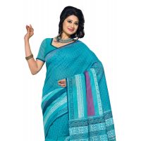 Cotton Bazaar Light Blue Cotton Printed Saree