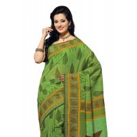 Cotton Bazaar Green Printed Saree