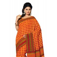 Cotton Bazaar Orange Cotton Print Saree