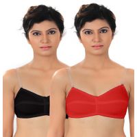 Pack Of 2 Cotton Transparent Straps Bra 