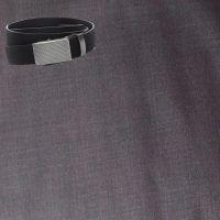 Raymond Men Trouser Fabric Grey Free Belt