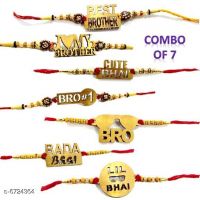 Combo 7 Shimmering Fusion Mood MDF Rakhi 