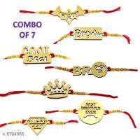 Set 7 Shimmering Fusion Mood MDF Rakhi 