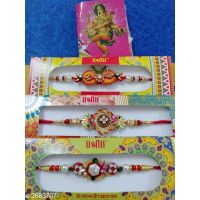 Combo Traditional Stone Studded Handmade Rakhi 