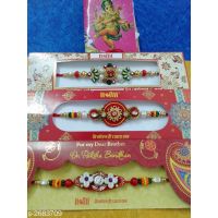 Combo Offer Traditional Stone Studded Handmade Rakhi 