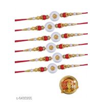 Multi Designer Metal Rakhis Set 6