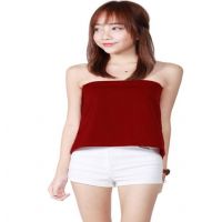 Maroon Seamless Strapless Stretchy Tube Top