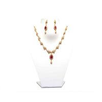 RK White & Red Necklace Set With EarRings
