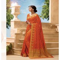 Sakshi Orange Color Crepe Silk Saree