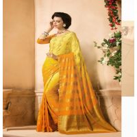 Sakshi Golden & Yellow Color Crepe Silk Saree