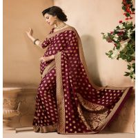 Sakshi Dark Maroon Color Crepe Silk Saree