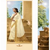 Sakshi Cream Color Crepe Silk Saree