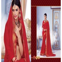 Sindoor Red Color Crepe Silk Saree