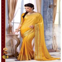 Sindoor Yellow Color Crepe Silk Saree