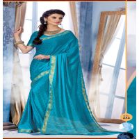 Sindoor Aqua Blue Color Crepe Silk Saree