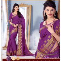 Sindoor Magenta Color Crepe Silk Saree