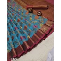 Aagyeyi Blue Petite Floral Printed Sarees