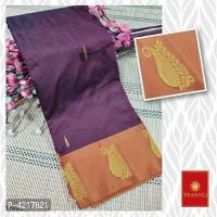 Tranoli Purple Arani Pattu Butti Work Art Silk Saree 