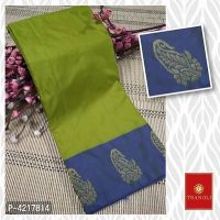 Tranoli Green Blue Arani Pattu Butti Work Art Silk Saree 
