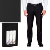 Raymond Men Poly Blended Trouser Fabric Black Free Handkerchief