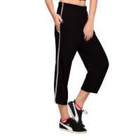 Towngirl Solid Black Track Pants For Women