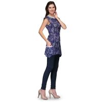 Raas Prêt Smart Navy blue printed cotton Top/Tunic/Kurti