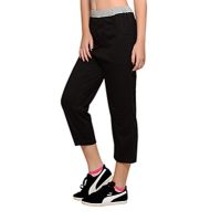 Town Girl Solid Black Track Pants 