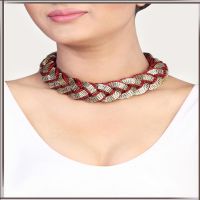 Pazaar Golden and Persian Red Metal Festival Necklace 