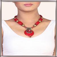 Pazaar Golden & Rose-madder Red Metal Festival Necklace 