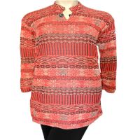 Elegant Orange Printed Buttoned Woolen Kurti